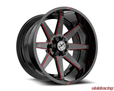 XF Off-Road XF-236 Wheel 20x12 6x135|6x139.7 -44mm Gloss Black w/ Red Milled - XF-236201261351397-44GBRM