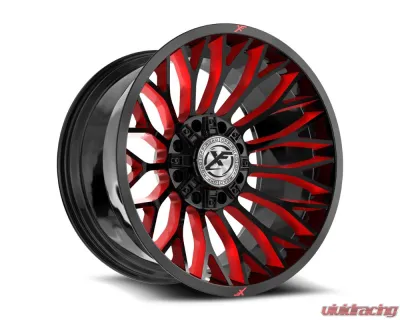 XF Off-Road XF-237 Wheel 26x12 Blank -44mm Gloss Black Milled w/ Red Windows - XF-23726128XBK-44GBRW
