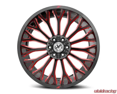 XF Off-Road XF-237 Wheel 26x12 Blank -44mm Gloss Black Milled w/ Red Windows - XF-23726125/6XBLANK-44GBRW