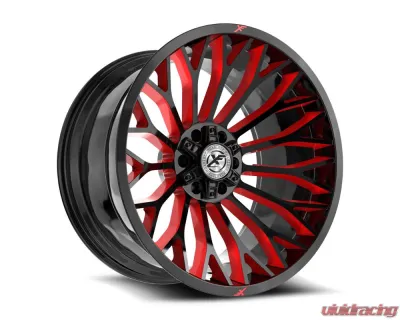 XF Off-Road XF-237 Wheel 26x12 Blank -44mm Gloss Black Milled w/ Red Windows - XF-23726125/6XBLANK-44GBRW