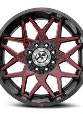 XF Off-Road XF-238 Wheel 22x10 8x165.1|8x170 -18mm Gloss Black w/ Red Milled                                     - XF-238221081651170-18GBRM - Image 2