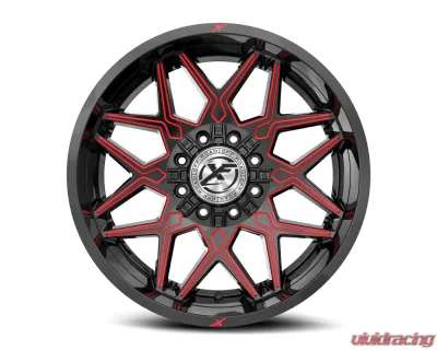 XF Off-Road XF-238 Wheel 22x10 8x165.1|8x170 -18mm Gloss Black w/ Red Milled - XF-238221081651170-18GBRM