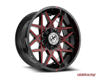 XF Off-Road XF-238 Wheel 22x10 8x165.1|8x170 -18mm Gloss Black w/ Red Milled - XF-238221081651170-18GBRM