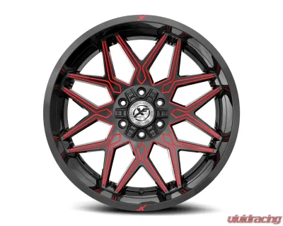 XF Off-Road XF-238 Wheel 17x9 5x127|5x139.7 0mm Gloss Black w/ Red Milled - XF-2381790430GBRM