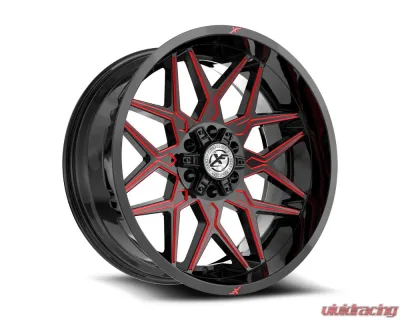 XF Off-Road XF-238 Wheel 17x9 5x127|5x139.7 0mm Gloss Black w/ Red Milled - XF-2381790430GBRM