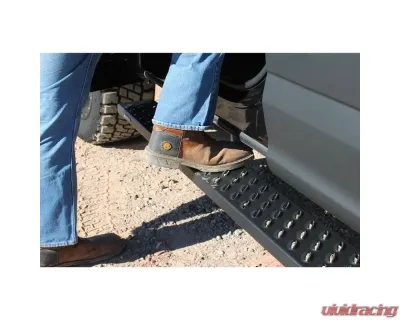 Raptor Series 6.5" Black Textured Aluminum Sawtooth Slide Track Running Boards Ford F-150 | F-250 | F-350 Super Duty Crew Cab 2015-2023 - 2103-0366BT
