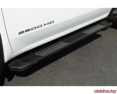 Raptor Series 6" Black Textured Aluminum OEM Style Slide Track Running Boards Chevrolet Silverado | GMC Sierra HD Crew Cab 2019-2025 - 1701-0052BT