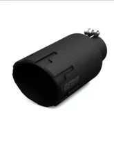 Gem Tubes  2.5" Inlet | 5" Outlet x 12" Length Hammer Cut Exhaust Tips Black                                     - B12255 - Image 2