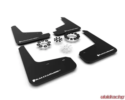 Rally Armor Black Mud Flap w/ White Logo Tesla Model Y 2020-2021 - MF72-UR-BLK/WH