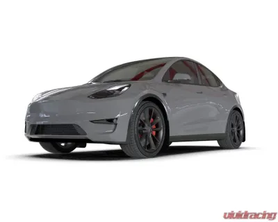 Rally Armor Black Mud Flap w/ White Logo Tesla Model Y 2020-2021 - MF72-UR-BLK/WH
