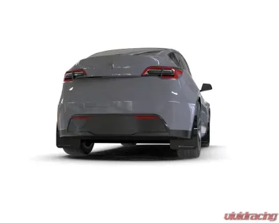 Rally Armor Black Mud Flap w/ White Logo Tesla Model Y 2020-2021 - MF72-UR-BLK/WH