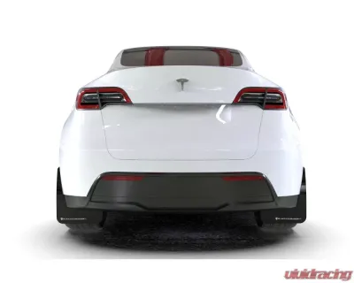 Rally Armor Black Mud Flap w/ White Logo Tesla Model Y 2020-2021 - MF72-UR-BLK/WH