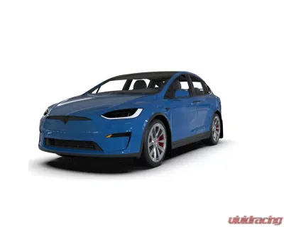 Rally Armor Black UR Mud Flap w/ White Logo Telsa Model X 2022+ - MF102-UR-BLK/WH