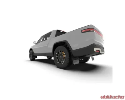 Rally Armor Black UR Mud Flap w/ White Logo Rivian R1T 2022+ - MF18-UR-BLK/WH