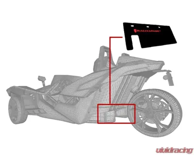 Rally Armor Rear Swingarm 1 Flap Only Black UR Mud Flap w/ Green Logo Polaris Slingshot 2015-2016 - MF35-UR-BLK/CGN