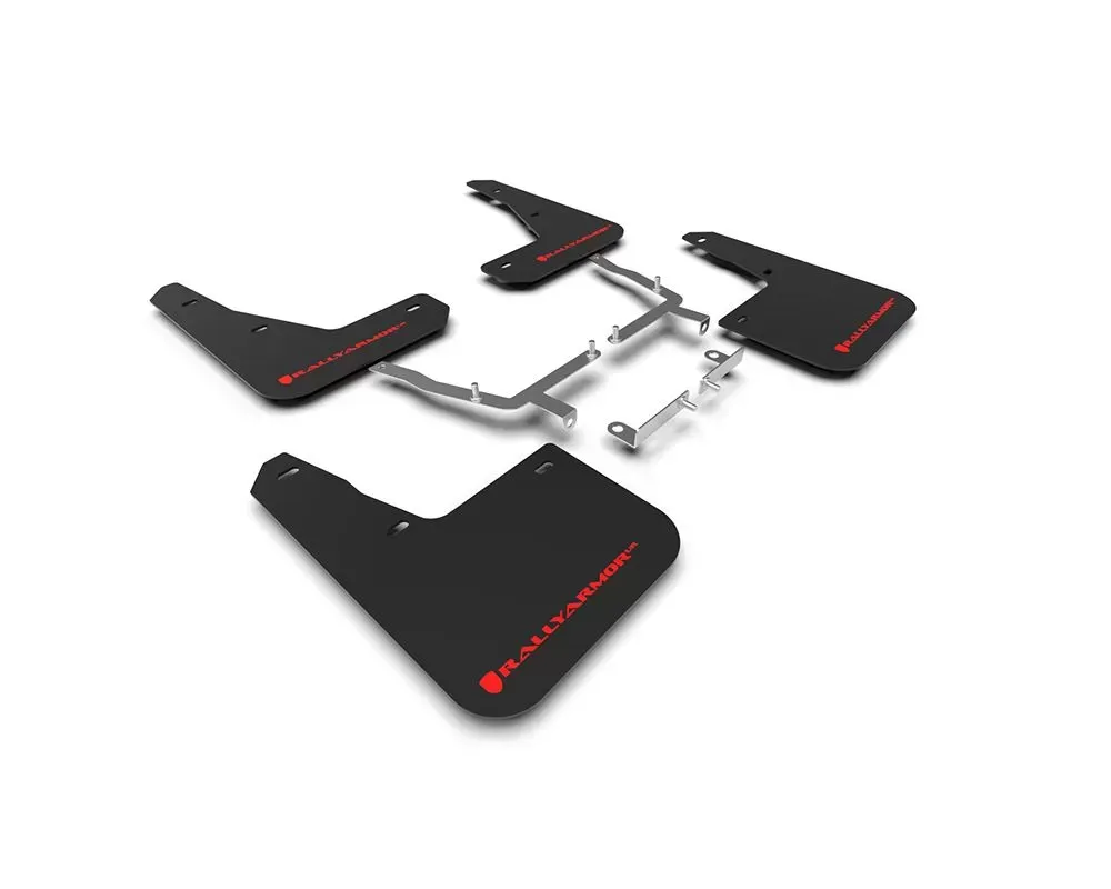 Rally Armor Black UR Mud Flap w/ Red Logo Ford Focus ST MK4 Hatch 2019-2022 - MF77-UR-BLK/RD