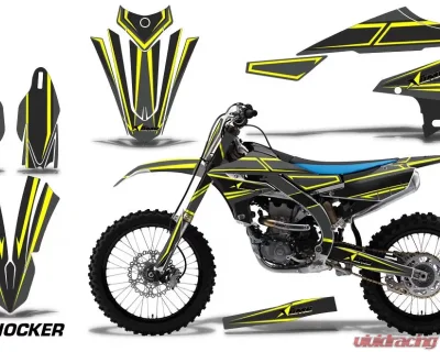 AMR Racing Graphics Kit Decal Sticker Wrap + # Plates For Yamaha YZ450F 2018+ SHOCKER YELLOW - MX-NP-YAM-YZ450F-2018+-SHOCK Y