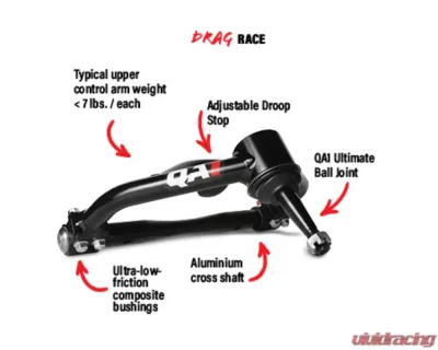 QA1 Drag Race Upper Control Arms Chevrolet Camaro | GM A/X/B-Body 1970-1996 - 52918