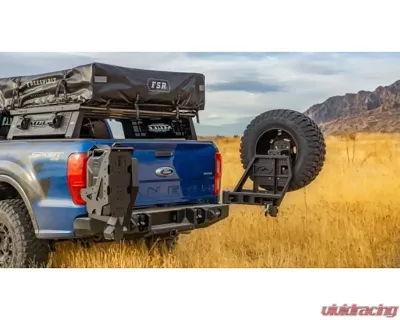 Expedition One Bare Metal Range Max Dual Rear Bumper w/ Dual Tire Carrier System Ford Ranger 2019+ - FORDRNGR-2019+-RB-DSTC-BARE