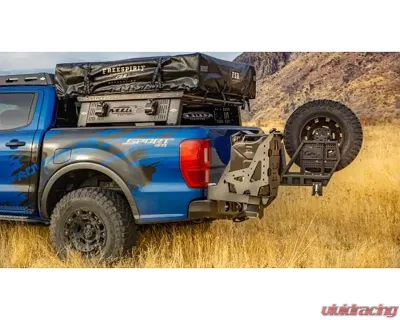 Expedition One Bare Metal Range Max Dual Rear Bumper w/ Dual Tire Carrier System Ford Ranger 2019+ - FORDRNGR-2019+-RB-DSTC-BARE