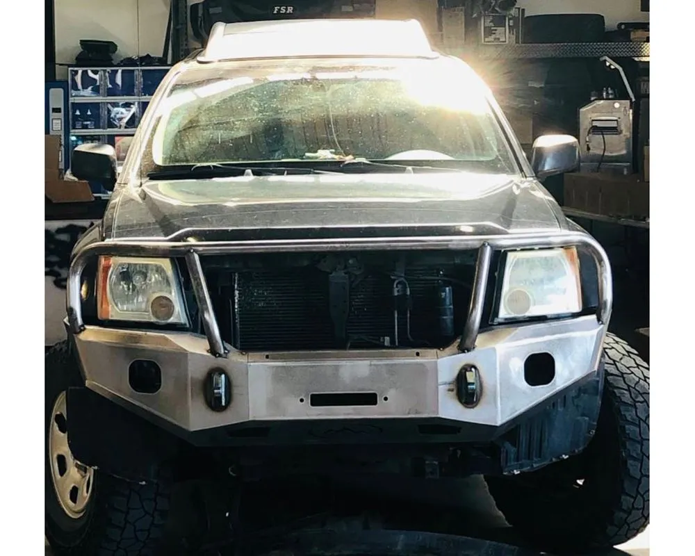 Expedition One Trail Series Textured Black Powder Coat Front Bumper w/ Wraparound Bullbar Hoop Nissan Xterra 2009-2015 - XTERRA-FB-BB-PC