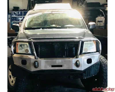Expedition One Trail Series Textured Black Powder Coat Front Bumper w/ Wraparound Bullbar Hoop Nissan Xterra 2009-2015 - XTERRA-FB-BB-PC