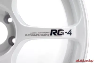 Advan RG-4 Wheel 18x8 5x114.3 44mm Racing White Metallic & Ring - YA48G44EWMR