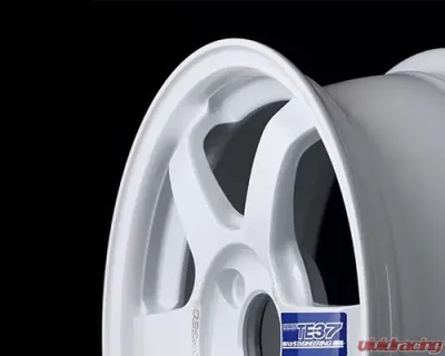 Volk Racing TE37 Gravel II Wheel 15x6 4x100 40mm Dash White for Cars - WVXA40ADW