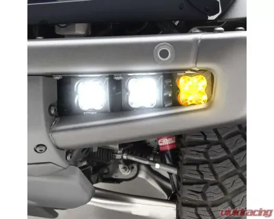 ZROADZ Black Front Bumper OEM Fog LED Kit w/2 3" Amber & 4 3" White LED POD Lights Ford Bronco 2021-2025 - Z325401-KITAW
