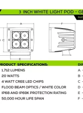 ZROADZ Black Under Rear Bumper LED Kit w/2 3" White LED Pod Lights Ford Bronco 2021-2025                                     - Z385401-KIT - Image 11