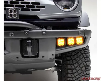 ZROADZ Black Front Bumper OEM Fog LED Kit w/6 3" Amber LED POD Lights Ford Bronco 2021-2025 - Z325401-KITA