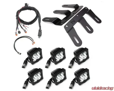 ZROADZ Black Front Bumper OEM Fog LED Kit w/6 3" Amber LED POD Lights Ford Bronco 2021-2025 - Z325401-KITA