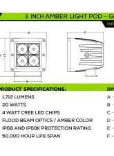 ZROADZ Black Front Bumper OEM Fog LED Kit w/6 3" Amber LED POD Lights Ford Bronco 2021-2025                                     - Z325401-KITA - Image 10