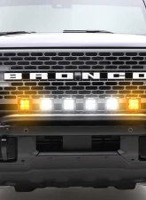ZROADZ Black Front Bumper Top LED Kit w/4 3" White & 2 3" Amber LED Light Pods Ford Bronco 2021-2025                                     - Z325431-KITAW - Image 19
