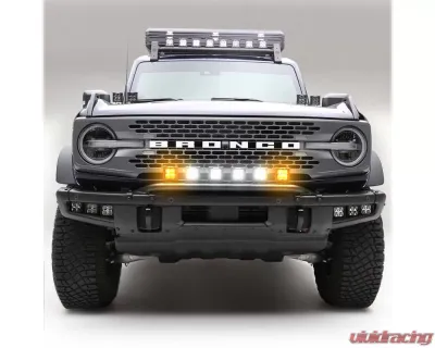 ZROADZ Black Front Bumper Top LED Kit w/4 3" White & 2 3" Amber LED Light Pods Ford Bronco 2021-2025 - Z325431-KITAW