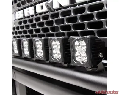 ZROADZ Black Front Bumper Top LED Kit w/4 3" White & 2 3" Amber LED Light Pods Ford Bronco 2021-2025 - Z325431-KITAW