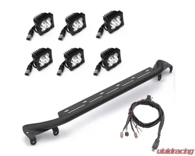 ZROADZ Black Front Bumper Top LED Kit w/4 3" White & 2 3" Amber LED Light Pods Ford Bronco 2021-2025 - Z325431-KITAW