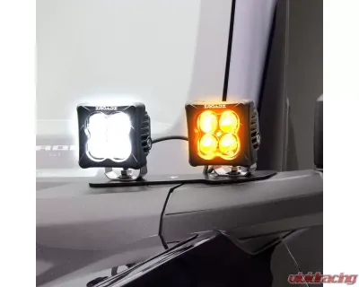 ZROADZ Black Lower A Pillar LED Kit w/2 3" White LED & 2 3" Amber LED Pod Lights Ford Bronco 2021-2025 - Z365401-KIT4AW