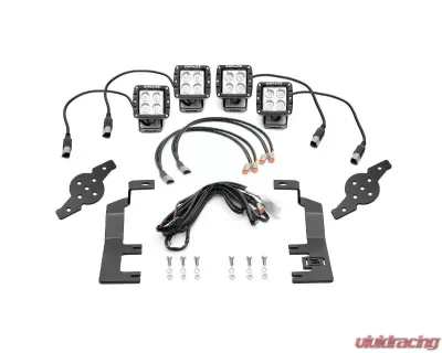 ZROADZ Hood Hinge LED Kit Includes (4) 3 Inch ZROADZ LED Pod Lights | Universal Wiring Harness Chevrolet Silverado 1500 2014-2018 - Z362081-Kit4