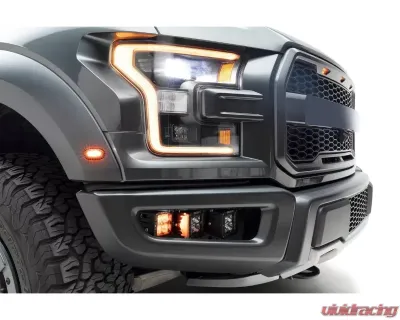 ZROADZ Front Bumper OEM Fog Amber LED Kit w/ 2Pcs 3 Inch Amber LED Pod Lights Ford F-150 Raptor 2017-2020 - Z325672-KIT