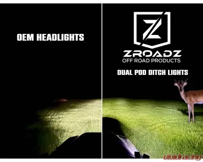 ZROADZ Hood Hinge LED Kit w/ 4Pcs 3 Inch LED Pod Lights Ram 1500 2019-2023 - Z364721-KIT4