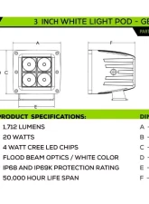 ZROADZ Hood Hinge LED Kit w/4Pcs 3 Inch LED Pod Lights Toyota Tundra 2022-2025                                     - Z369671-KIT4 - Image 7