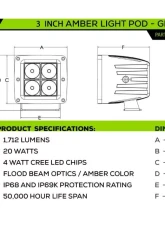 ZROADZ Hood Hinge LED Kit w/2Pcs 3 Inch Amber & 2Pcs White LED Pod Lights Toyota Tundra 2022-2025                                     - Z369671-KITAW - Image 3