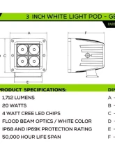 ZROADZ Hood Hinge LED Kit w/2Pcs 3 Inch Amber & 2Pcs White LED Pod Lights Toyota Tundra 2022-2025                                     - Z369671-KITAW - Image 9