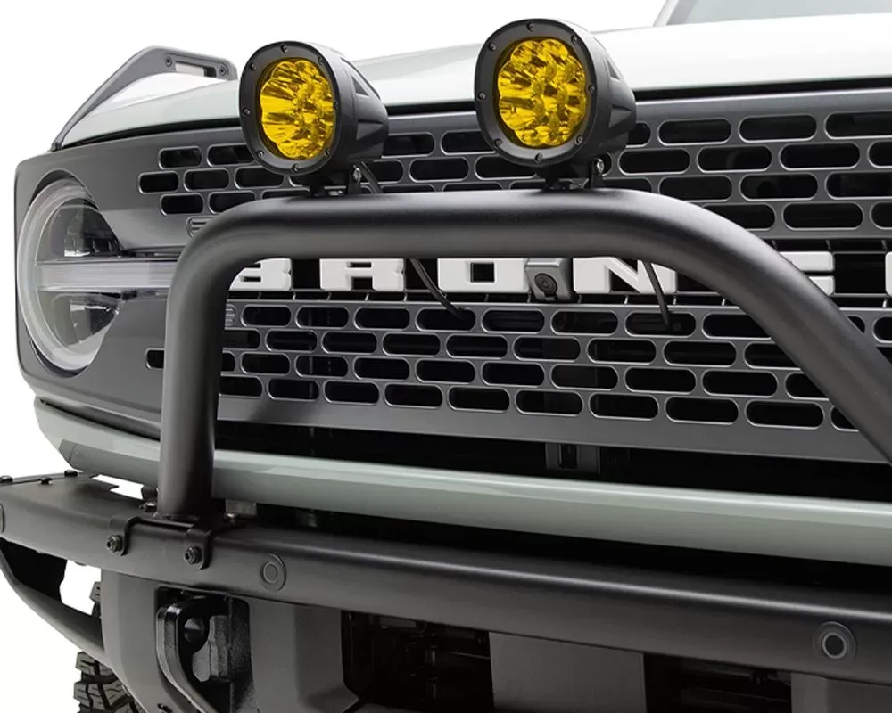 ZROADZ Prerunner Baja Series Front Bumper Bars - LED Kit (Standard Hoop) LED Kit (4" Round Amber LED Pod Lights) Ford Bronco 2021-2025 - Z325441-KITA