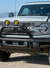 ZROADZ Prerunner Baja Series Front Bumper Bars - LED Kit (Standard Hoop) LED Kit (4" Round Amber LED Pod Lights) Ford Bronco 2021-2025                                     - Z325441-KITA - Image 5