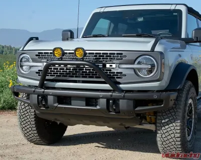 ZROADZ Prerunner Baja Series Front Bumper Bars - LED Kit (Standard Hoop) LED Kit (4" Round Amber LED Pod Lights) Ford Bronco 2021-2025 - Z325441-KITA