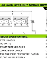 ZROADZ LED Grille w/ (1) ZROADZ 20-inch Single Row LED Light Bar Toyota Tacoma 2024-2025                                     - Z319410 - Image 6