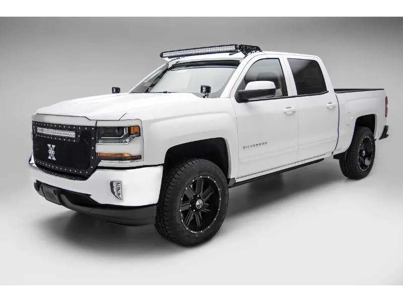 ZROADZ Black Mild Steel Front Roof LED Kit w/ (1) 50 Inch ZROADZ LED Curved Double Row Light Bar Chevrolet Silverado 1500 LTD 2022 - Z332281-KIT-C