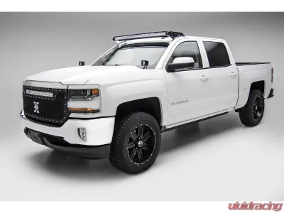 ZROADZ Black Mild Steel Front Roof LED Kit w/ (1) 50 Inch ZROADZ LED Curved Double Row Light Bar Chevrolet Silverado 1500 LTD 2022 - Z332281-KIT-C